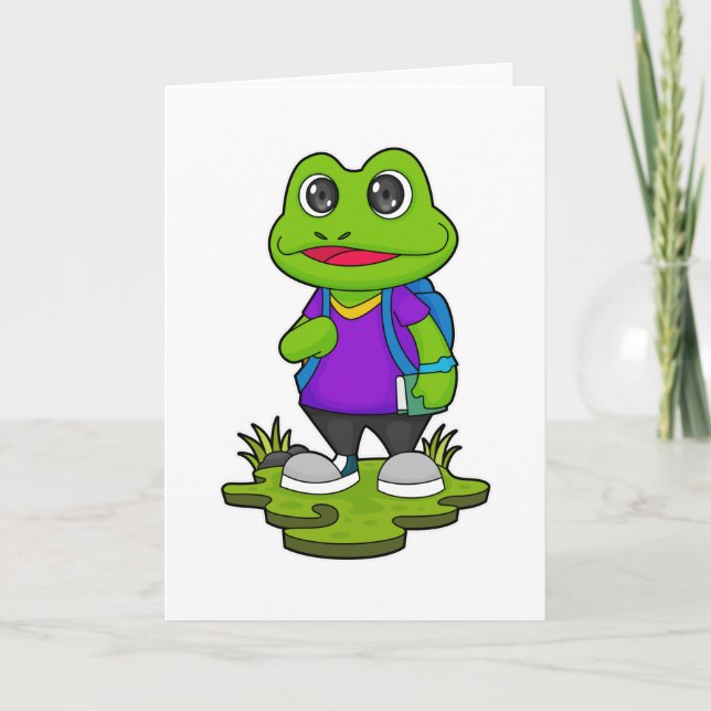 Frog as Hiker with Backpack Card (Front)