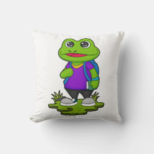 Frog as Hiker with Backpack Cushion