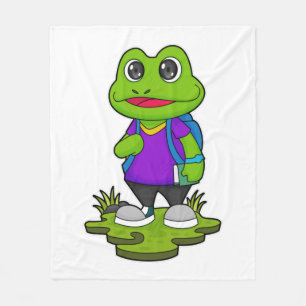 Frog as Hiker with Backpack Fleece Blanket
