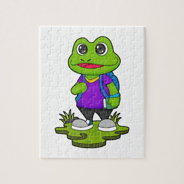 Frog as Hiker with Backpack Jigsaw Puzzle (Vertical)