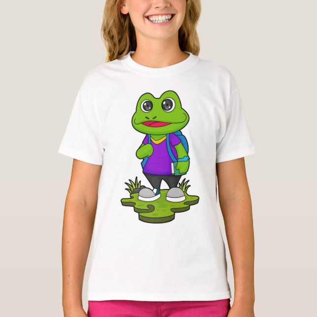 Frog as Hiker with Backpack T-Shirt (Front)