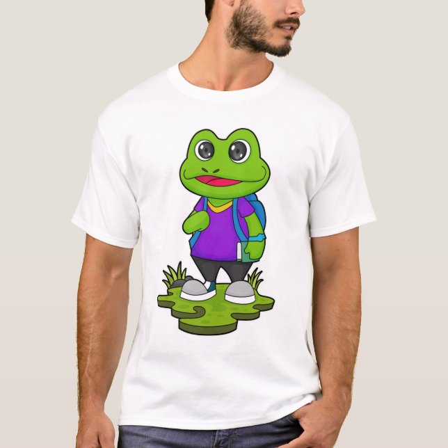 Frog as Hiker with Backpack T-Shirt (Front)