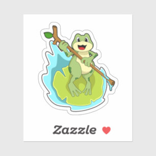 Frog as Hiker with Stick