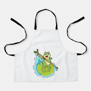 Frog as Hiker with Stick Apron