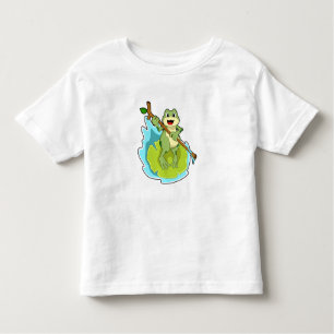 Frog as Hiker with Stick Toddler T-Shirt