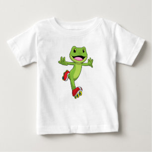 Frog as Inline skater with Roller skates Baby T-Shirt