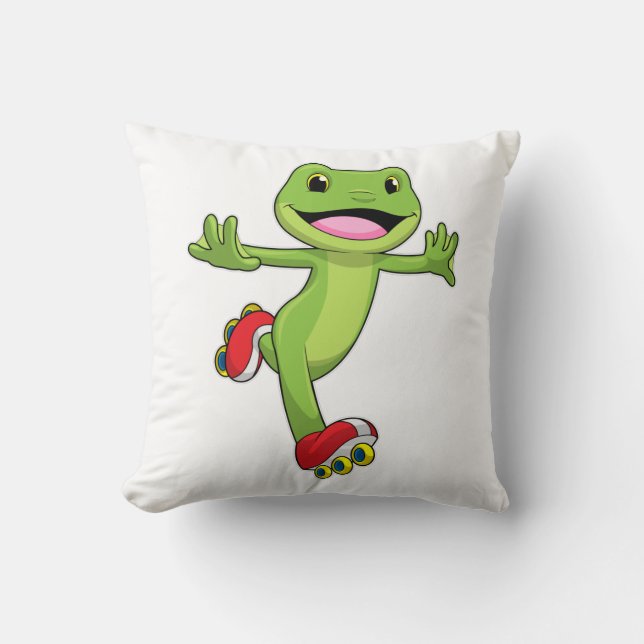 Frog as Inline skater with Roller skates Cushion (Front)