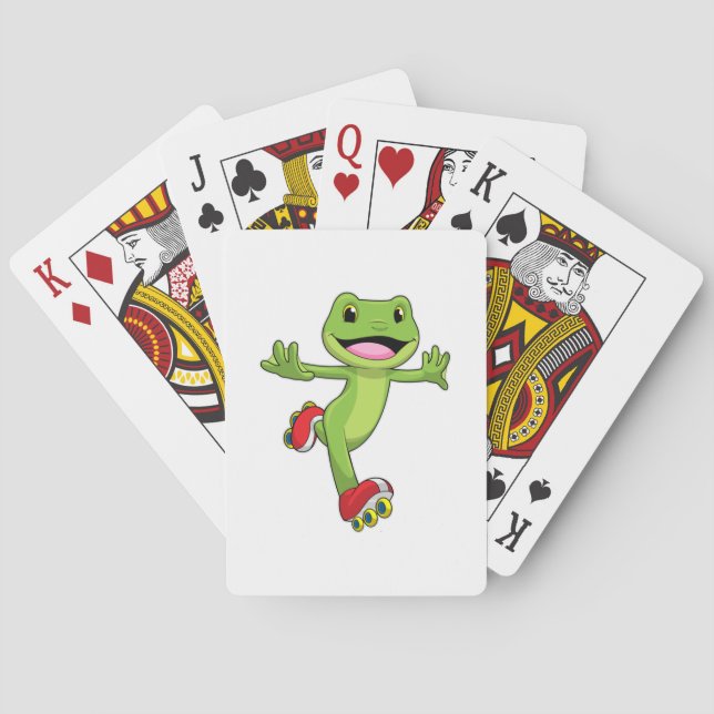 Frog as Inline skater with Roller skates Playing Cards (Back)