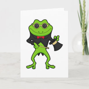 Frog as Magician with Magic wand & Hat Card