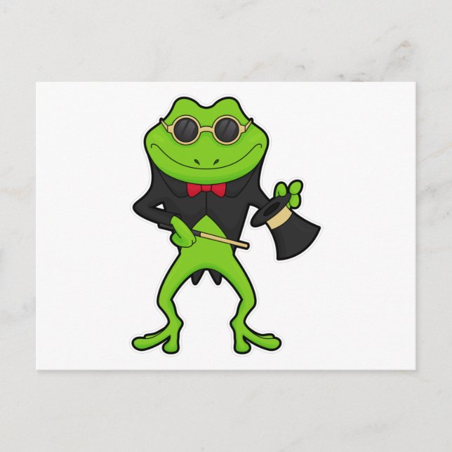 Frog as Magician with Magic wand & Hat Postcard (Front)