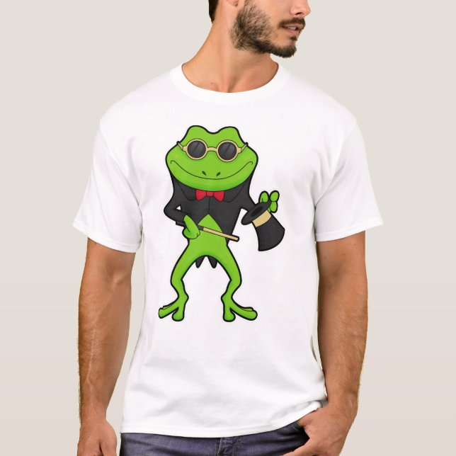 Frog as Magician with Magic wand & Hat T-Shirt (Front)