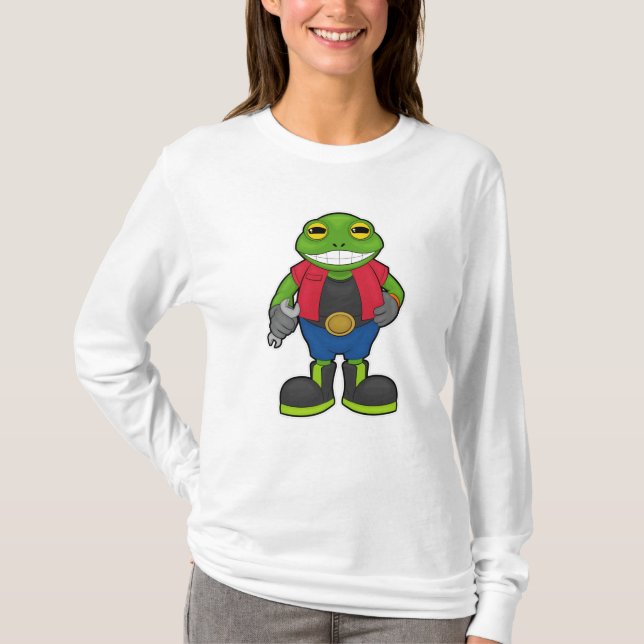 Frog as Mechanic with Spanner T-Shirt (Front)