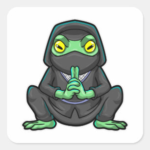 Frog as Ninja in black Square Sticker