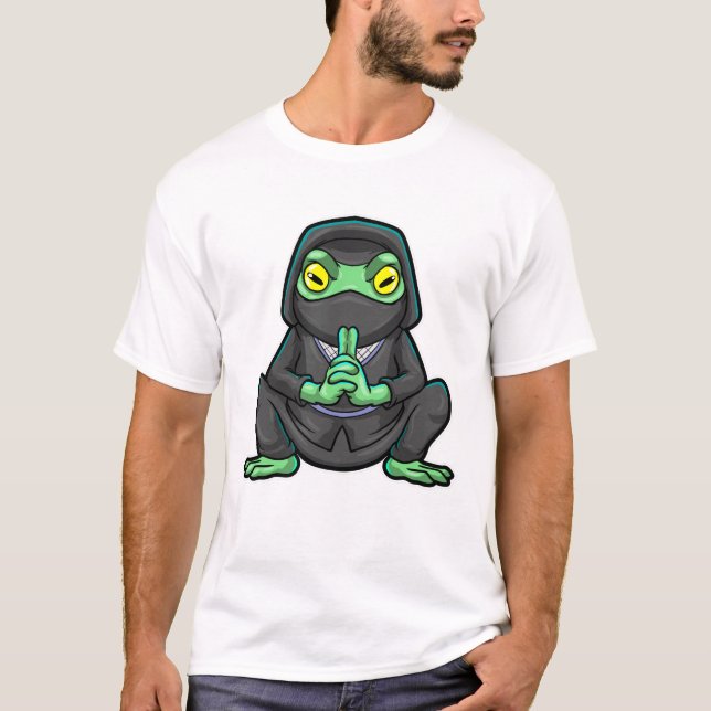 Frog as Ninja in black T-Shirt (Front)