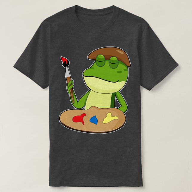 Frog as Painter with Brush and Paint T-Shirt (Design Front)