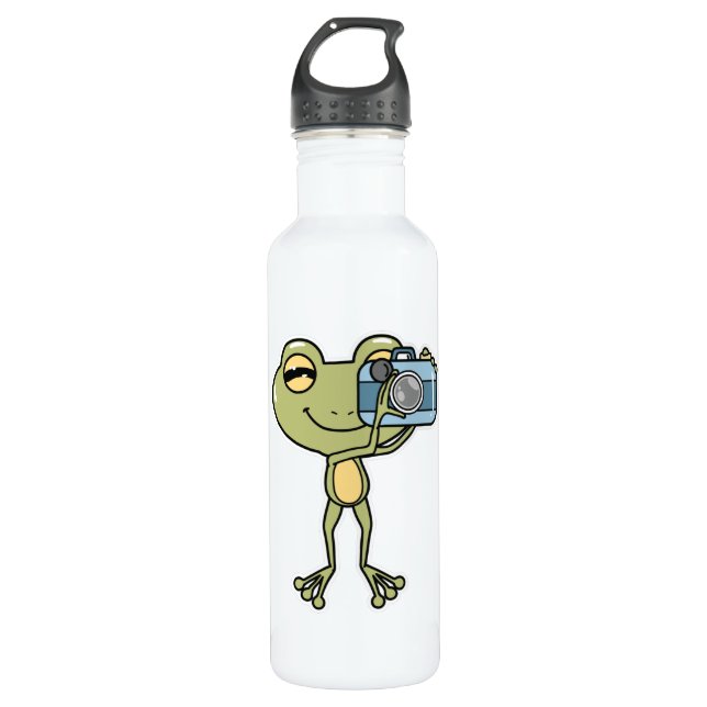 Frog as Photographer with Camera 710 Ml Water Bottle (Front)