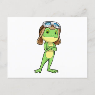 Frog as Pilot with Hat & Glasses Postcard