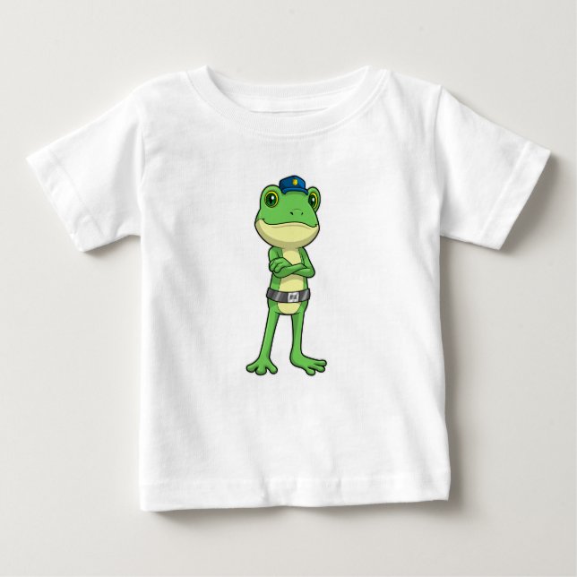 Frog as Police officer with Police hat Baby T-Shirt (Front)