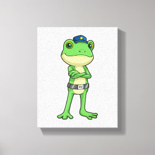 Frog as Police officer with Police hat Canvas Print