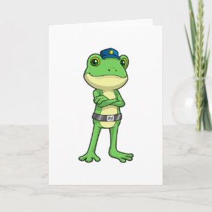 Frog as Police officer with Police hat Card