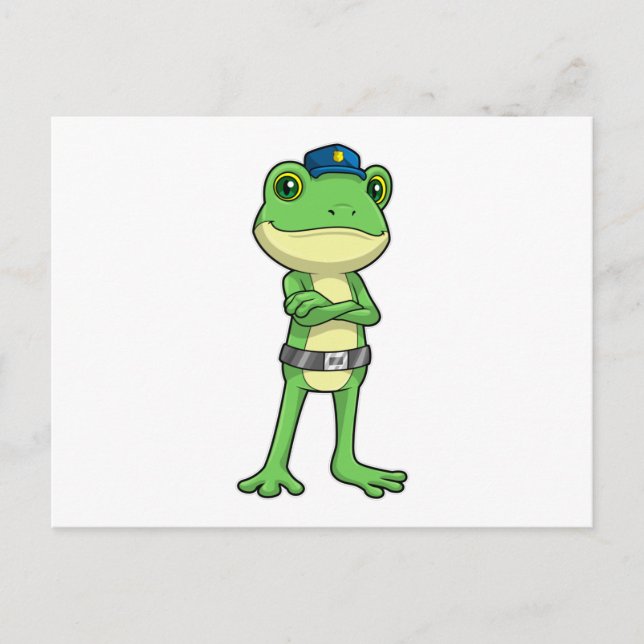 Frog as Police officer with Police hat Postcard (Front)