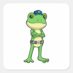 Frog as Police officer with Police hat Square Sticker