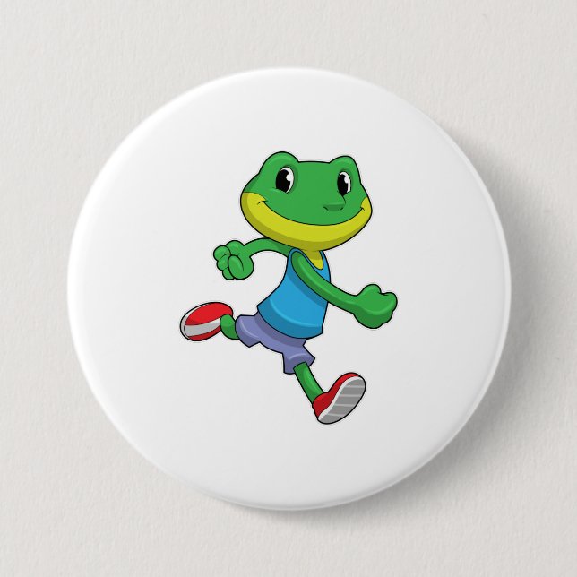 Frog as Runner at Running 7.5 Cm Round Badge (Front)