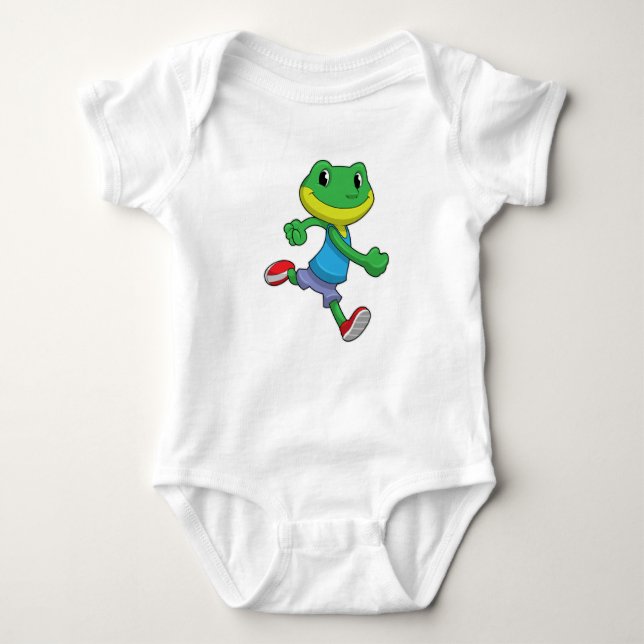 Frog as Runner at Running Baby Bodysuit (Front)