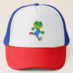 Frog as Runner at Running Trucker Hat