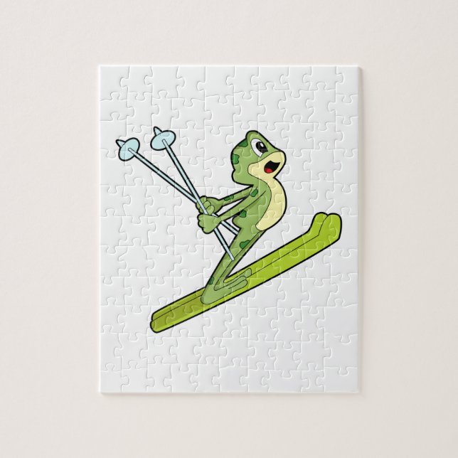 Frog as Ski jumper with Ski.PNG Jigsaw Puzzle (Vertical)