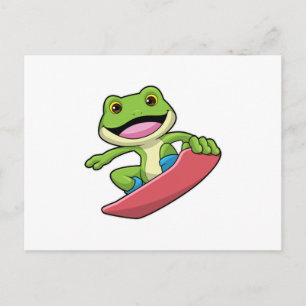 Frog as Snowboarder with Snowboard Postcard