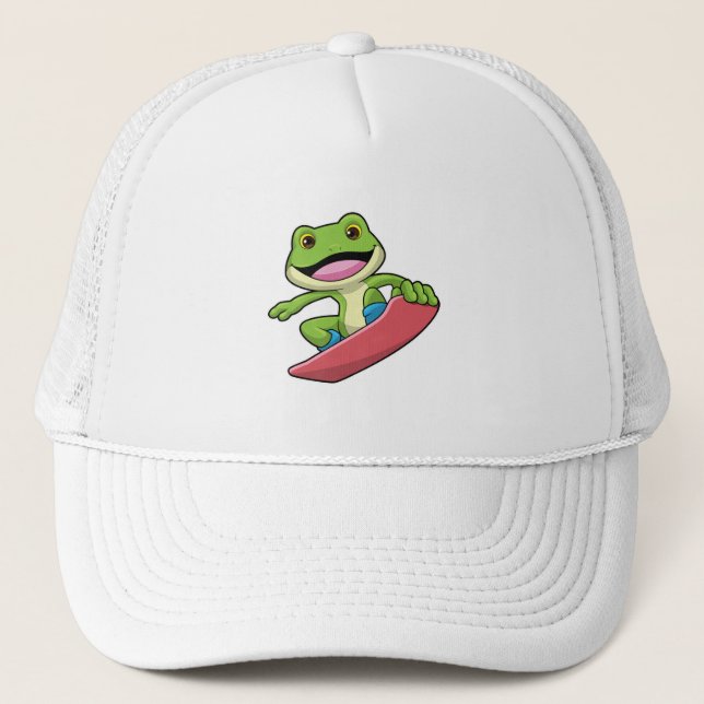 Frog as Snowboarder with Snowboard Trucker Hat (Front)