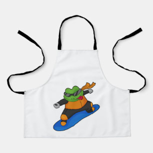 Frog as Snowobarder with Snowboard Apron