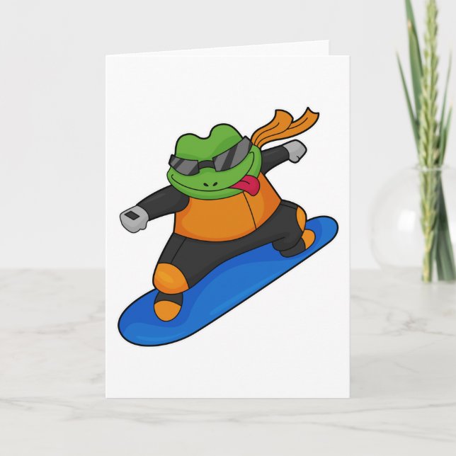 Frog as Snowobarder with Snowboard Card (Front)