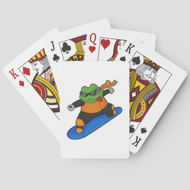 Frog as Snowobarder with Snowboard Playing Cards (Back)