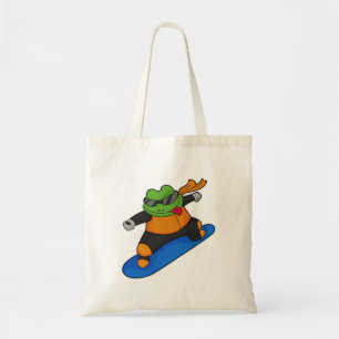 Frog as Snowobarder with Snowboard Tote Bag