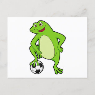 Frog as Soccer player with Soccer ball Postcard