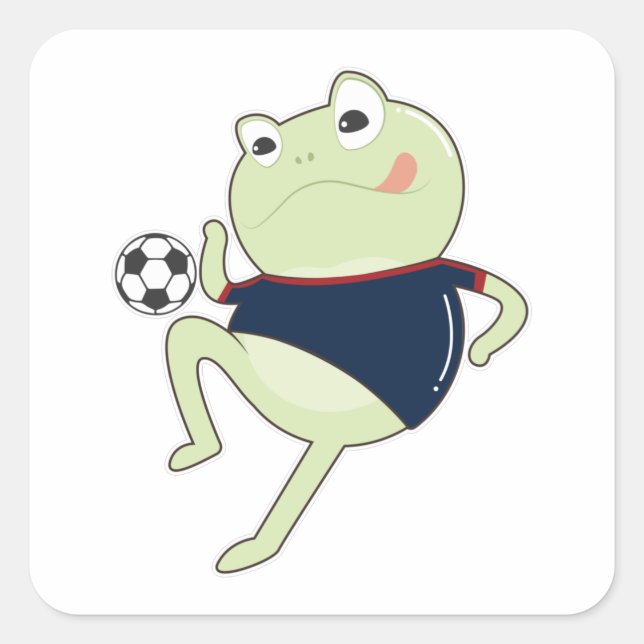 Frog as Soccer player with Soccer ball Square Sticker (Front)