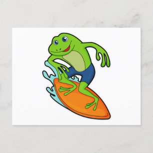 Frog as Surfer with Surfboard Postcard