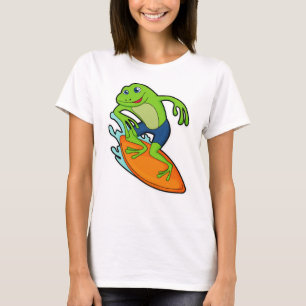 Frog as Surfer with Surfboard T-Shirt