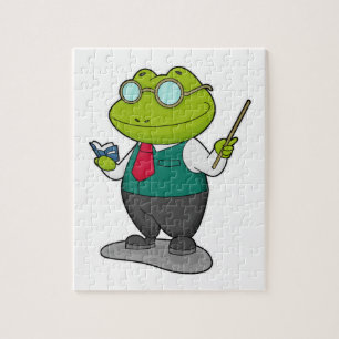 Frog as Teacher with Book Jigsaw Puzzle