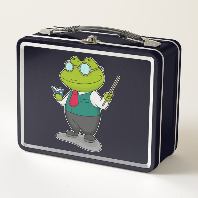 Frog as Teacher with Book Metal Lunch Box (Front)