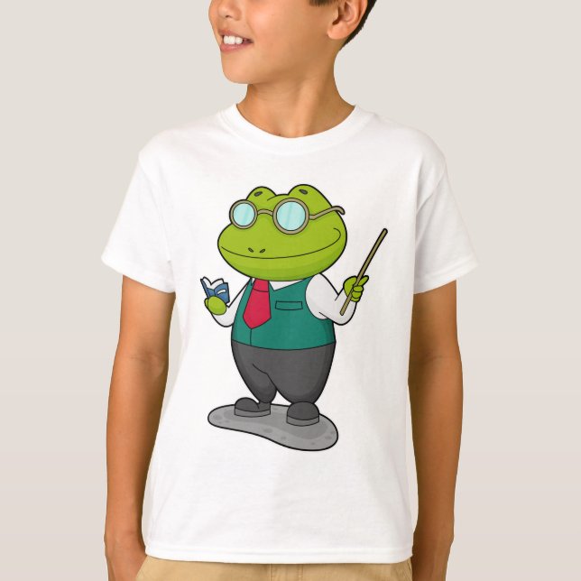 Frog as Teacher with Book T-Shirt (Front)