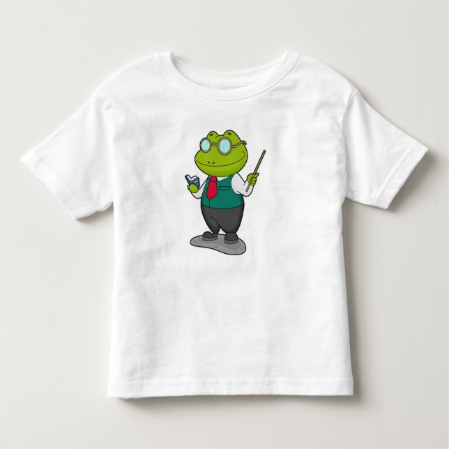 Frog as Teacher with Book Toddler T-Shirt (Front)