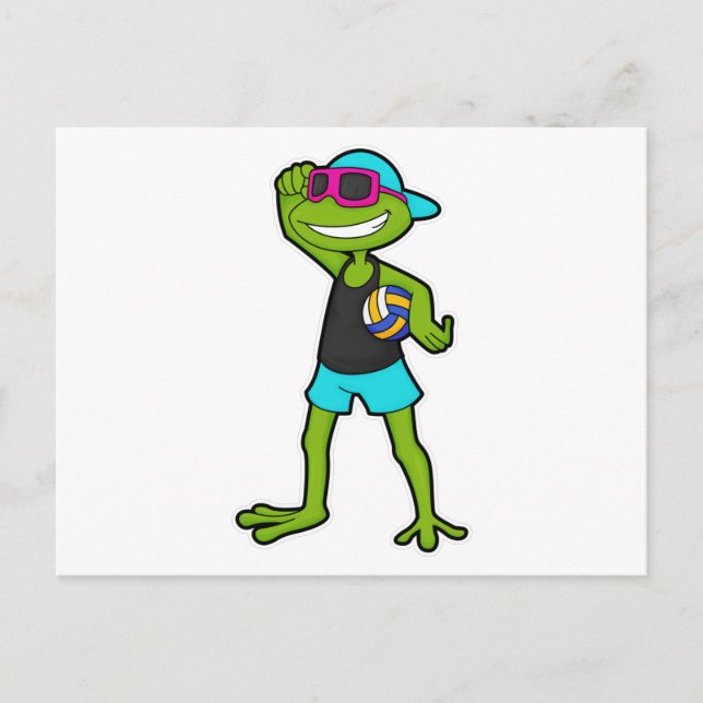 Frog as Volleyball player with Volleyball Postcard (Front)