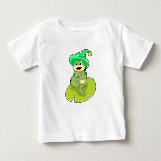 Frog as Wizard with Magic wand Baby T-Shirt (Front)
