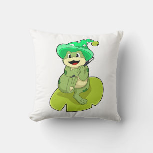 Frog as Wizard with Magic wand Cushion