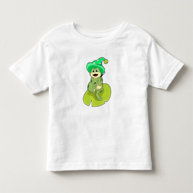 Frog as Wizard with Magic wand Toddler T-Shirt (Front)