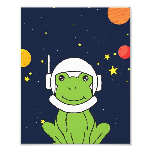 Frog Astronaut Animal With Space Helmet Clipart Photo Print (Front)
