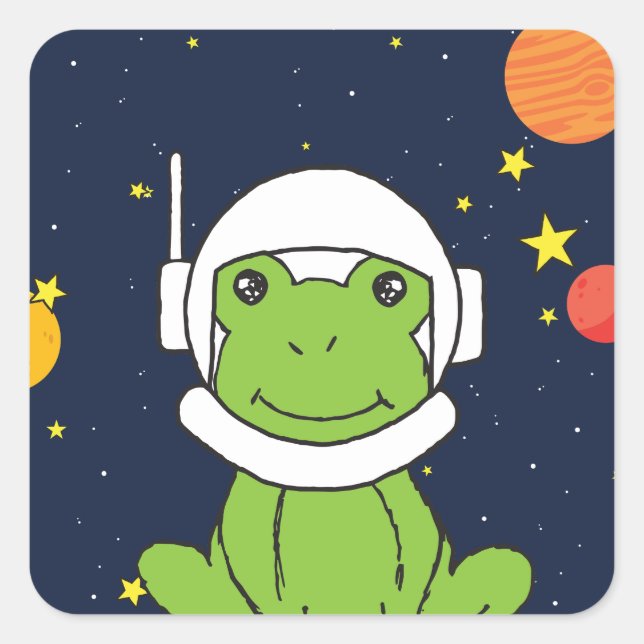 Frog Astronaut Animal With Space Helmet Clipart Square Sticker (Front)